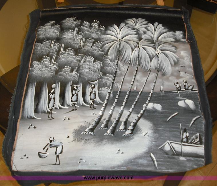 image for item 1022 Black and white cloth painting made in Haiti