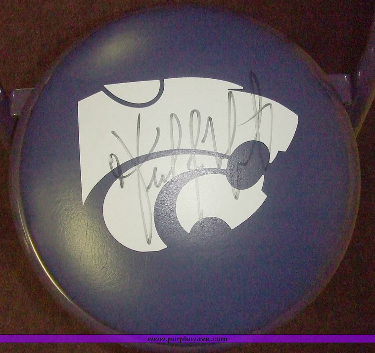 image for item 1084 Frank Martin autographed K-State purple folding stool