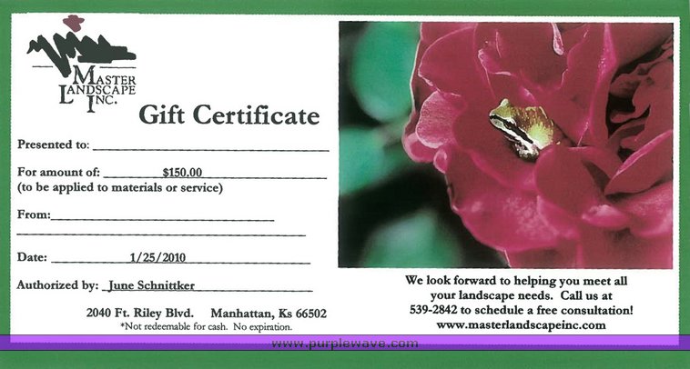 image for item 1112 Master Landscape $150 gift card
