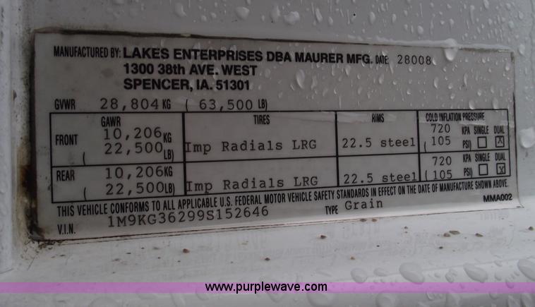 image for item C5955 2009 Maurer 36' hopper trailer