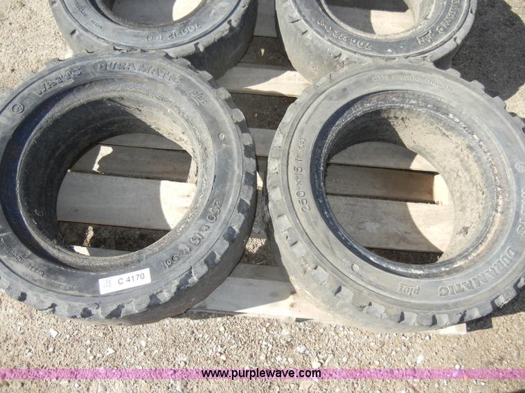 image for item C4170 (4) solid rubber forklift tires