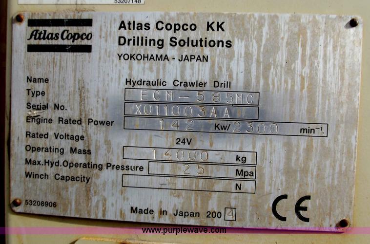 image for item D3501 2004 Atlas Copco ECM585 drilling machine