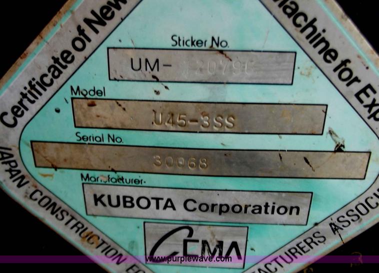 image for item D3506 2008 Kubota Super Series U45 excavator