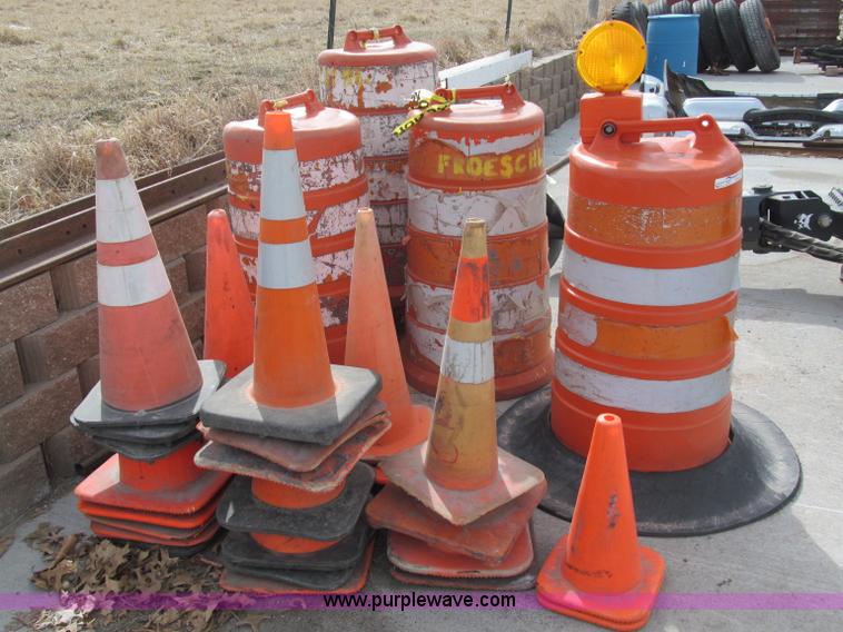image for item G9453 Assortment of safety cones and barrels
