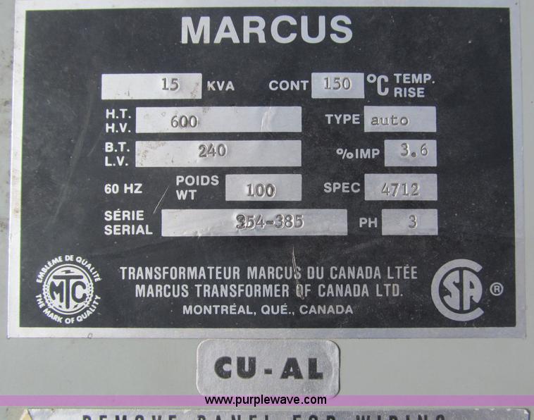 image for item G9460 Marcus 600 amp electrical transformer