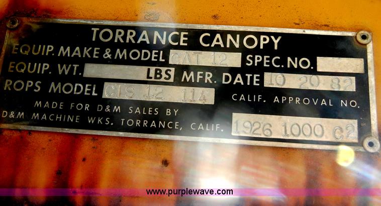image for item U9855 1982 Torrance ROPS CAT12 canopy