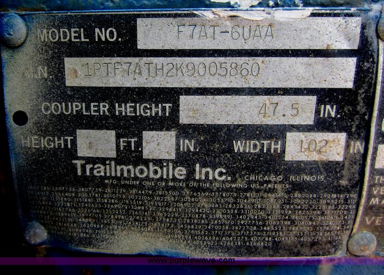 image for item D2037 1989 Trailmobile 48' flatbed trailer