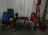 Assorted outdoor equipment Climbing and hiking gear Gas cans Binoculars Receiver hitch Jumper cables...