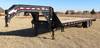 2006 PJ GN32 32 gooseneck flatbed trailer 32 L x 102 W straight wood deck 8 slide in ramps Dual tand...