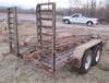 Thumbnail T_F4282E.JPG of 1981 13 tandem axle trailer , 75 quot W , 5 5L x 18 quot W ramps , Pintle hitch , Safety break away ...