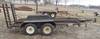 Thumbnail T_F4283B.JPG of 1977 13 tandem axle trailer , 75 quot W , 52 quot L x 18 quot W ramps , Pintle hitch , Safety break ...