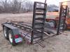 Thumbnail T_F4283G.JPG of 1977 13 tandem axle trailer , 75 quot W , 52 quot L x 18 quot W ramps , Pintle hitch , Safety break ...