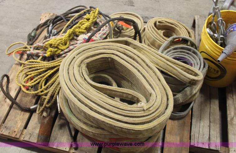 image for item AA9195 Pallet of assorted chokers, lifting straps and more