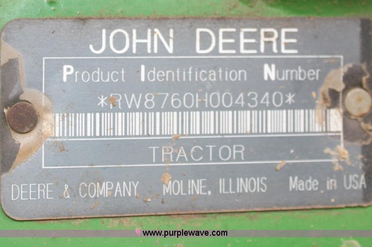image for item F8709 1992 John Deere 8760 4WD tractor