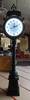 Dual face cast iron clock 117 H 22 W clock face 16 5 x 16 5 base Neon lit 110V Base access panel Pho...