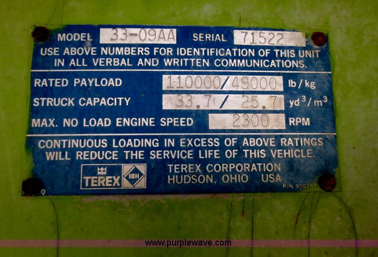 image for item D5997 1993 Terex 55 ton haul truck