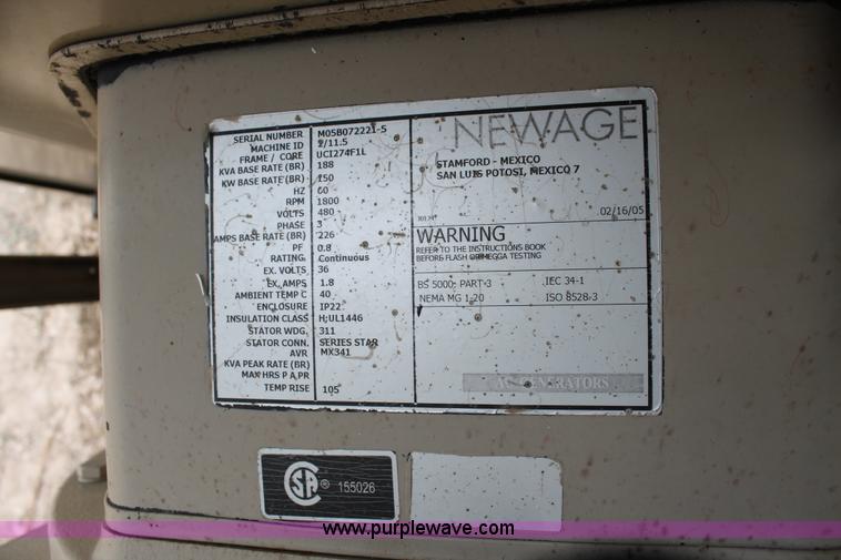 image for item G5732 Newage 150 KW generator
