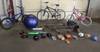 Assorted equipment 2 kids bikes Adult bike 2 scooters 3 skate boards Golf clubs and bag Damaged 6 c...