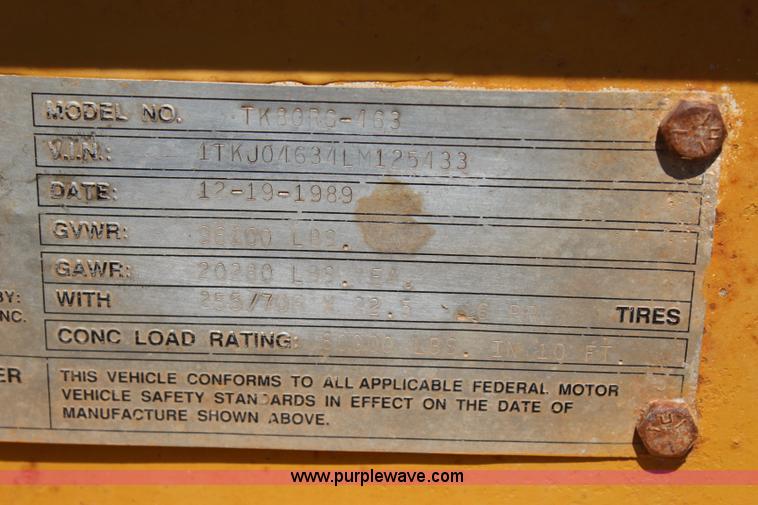 image for item I1559 1990 Trail King TK80RG-463 equipment trailer