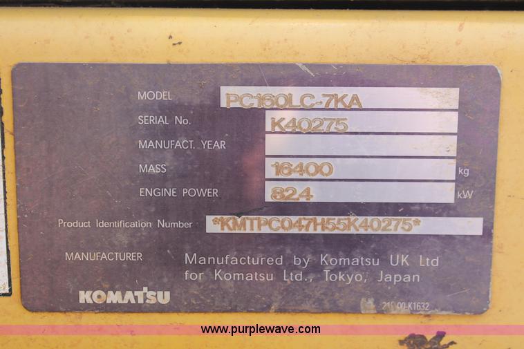 image for item I1569 2004 Komatsu PC160LC-7KA excavator