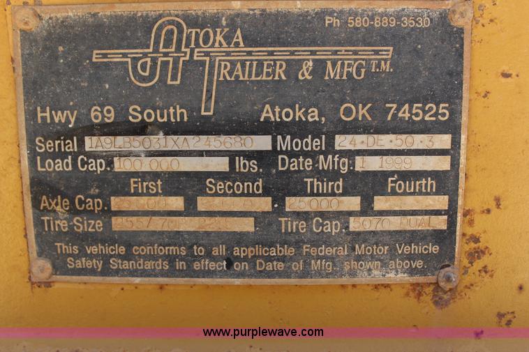 image for item I1584 1999 Atoka 24DE503 drop deck trailer