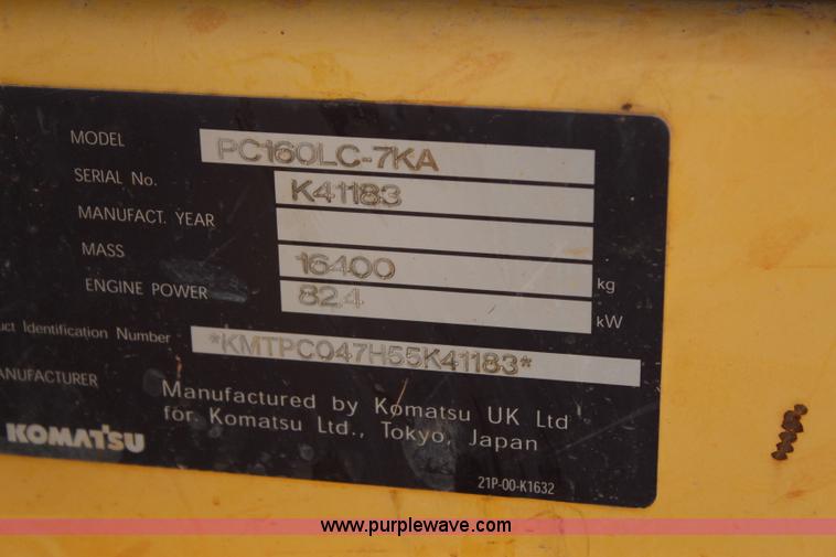 image for item J4500 2006 Komatsu PC160LC-7KA excavator