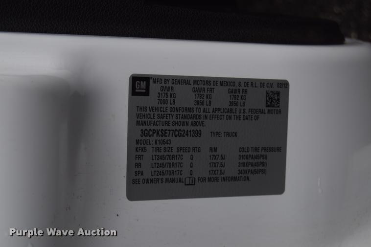 image for item L3883 2012 Chevrolet Silverado 1500 LT Z71 Crew Cab pickup truck