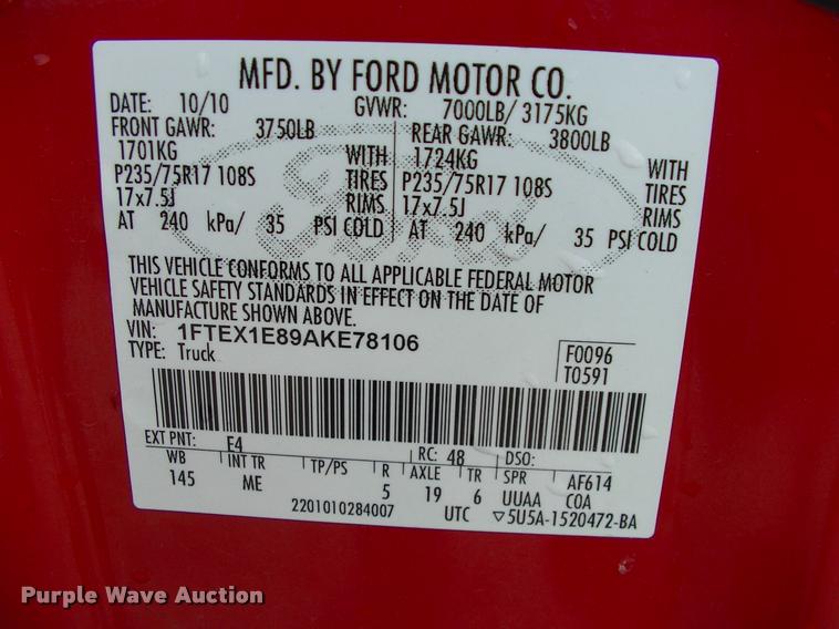 image for item DC7225 2010 Ford F150 SuperCab pickup truck