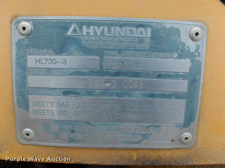 image for item DP9302 1998 Hyundai HL730-3 wheel loader