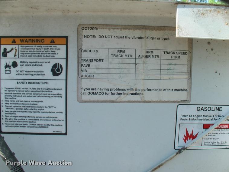 image for item DP9477 Gomaco CC120V curb machine