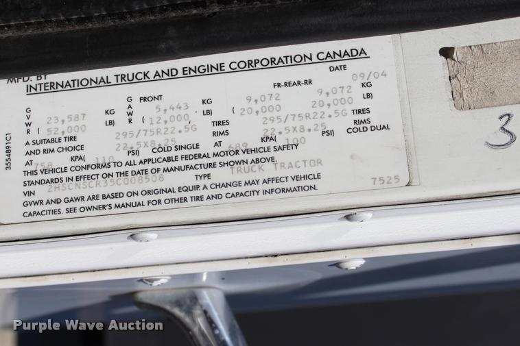 image for item L3052 2005 International 9400i dump truck