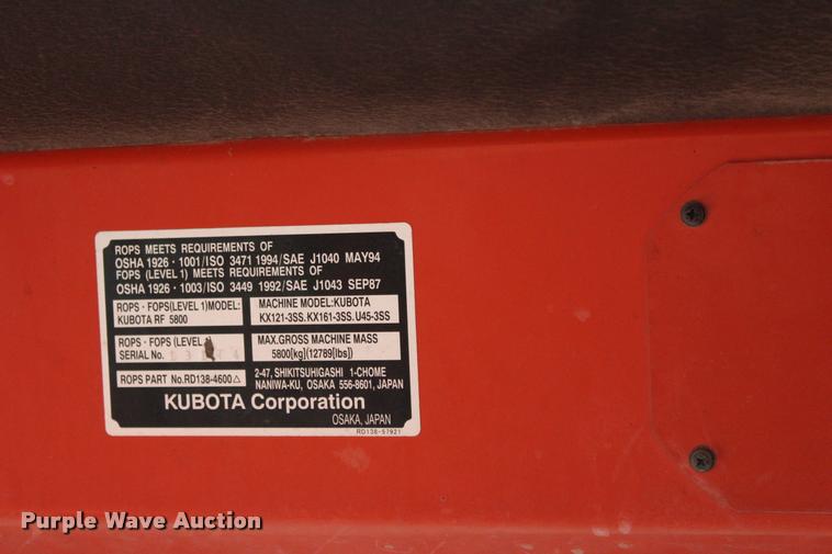 image for item L3074 2005 Kubota RX161-3SS compact excavator