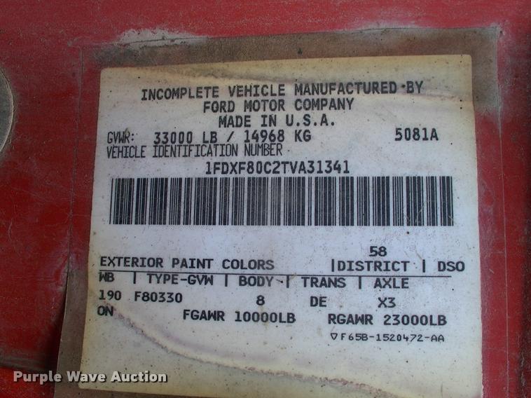 image for item L3085 1996 Ford F800 Super Duty oil distributor truck