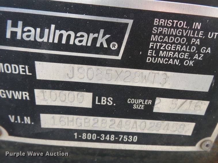 image for item DE7930 2008 Haulmark JS085X28WT3 enclosed cargo trailer