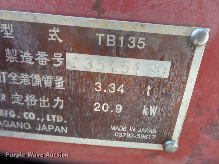 image for item DE8002 2005 Takeuchi TB135 mini excavator