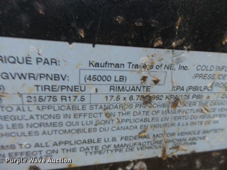 image for item DE8024 2013 Kaufman equipment trailer