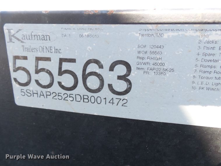 image for item DE8024 2013 Kaufman equipment trailer