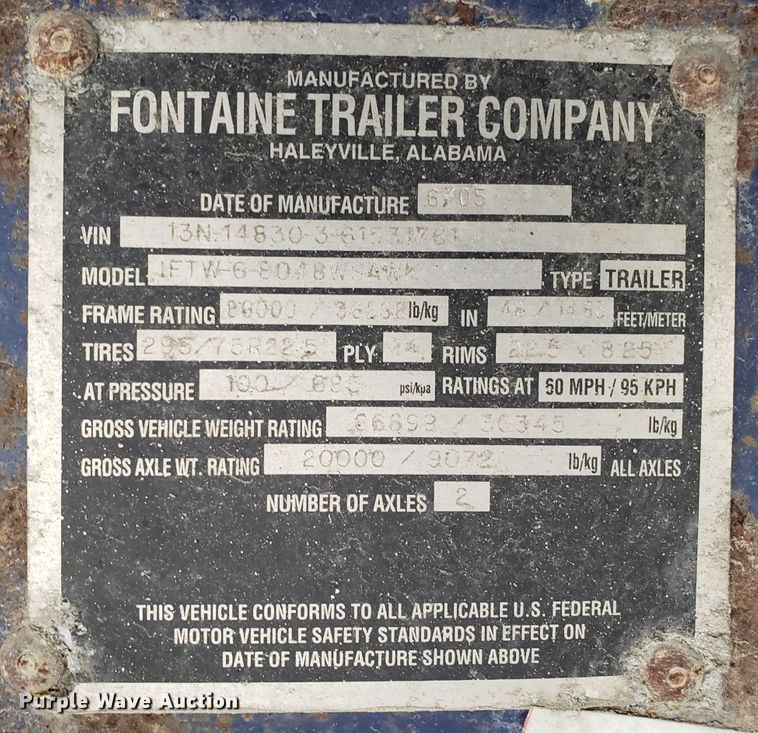 image for item IC9916 2006 Fontaine  flatbed trailer