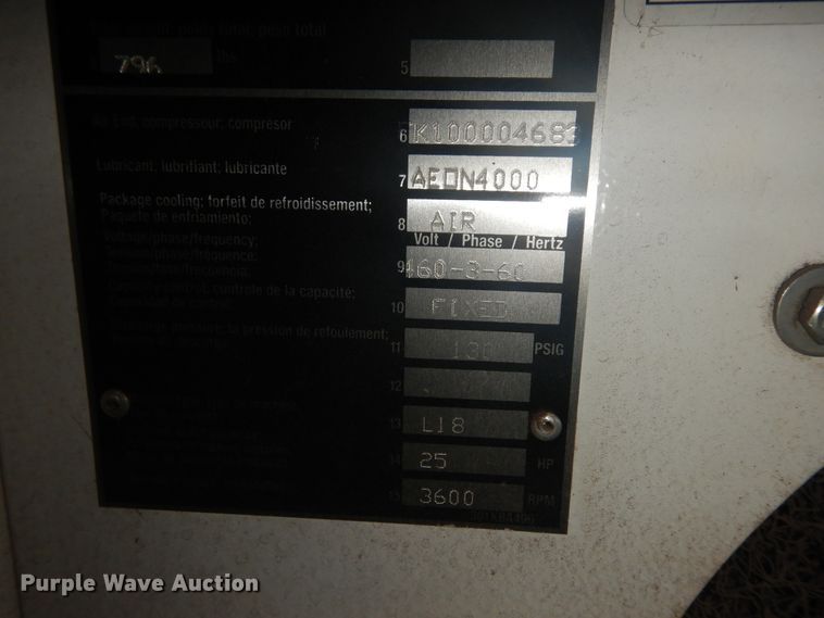 image for item KU9217 2016 Gardner Denver L15-22A air compressor system