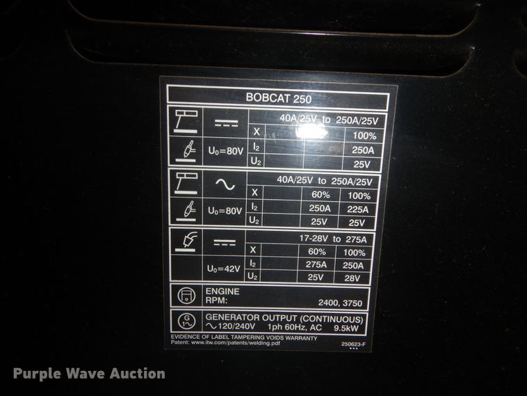 image for item KU9222 Miller Bobcat 250  welder/generator