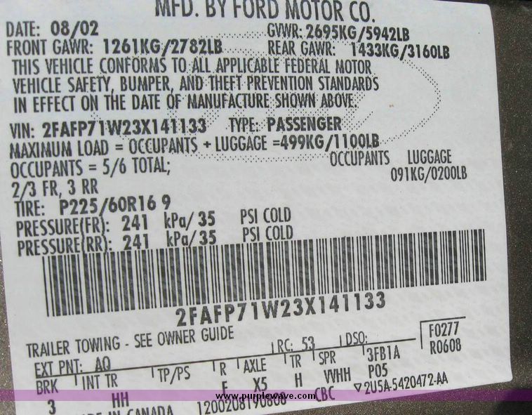 image for item 8157 2003 Ford Crown Victoria Police Interceptor