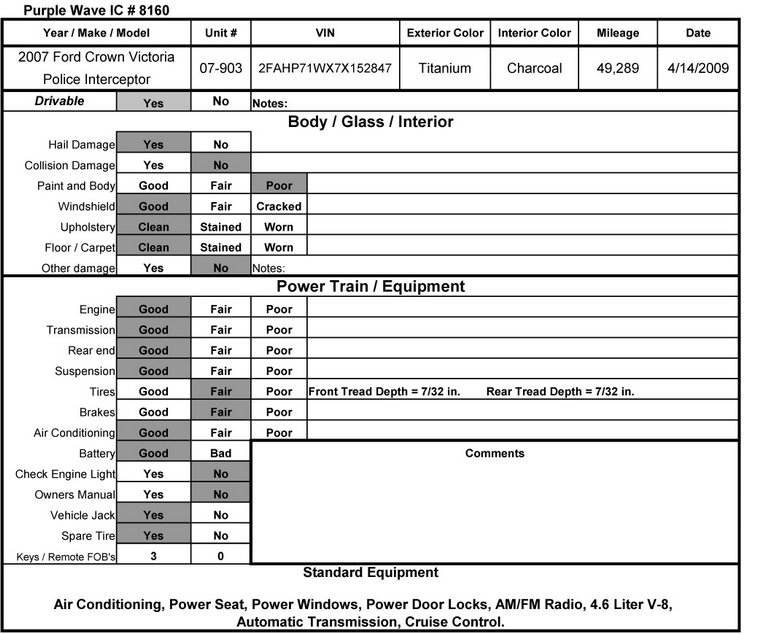 image for item 8160 2007 Ford Crown Victoria Police Interceptor