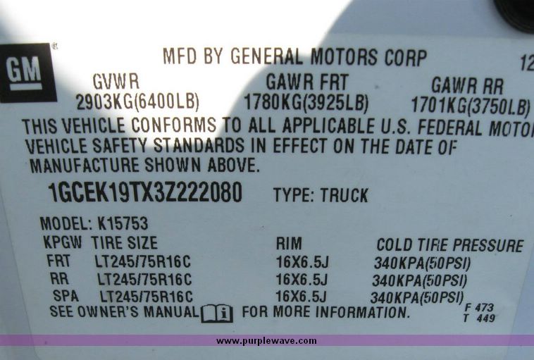 image for item 8165 2003 Chevrolet K1500 Silverado