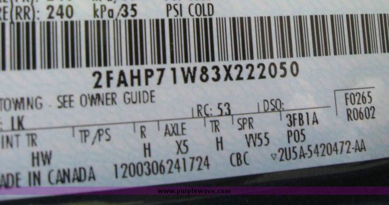 image for item 8179 2003 Ford Crown Victoria Police Interceptor