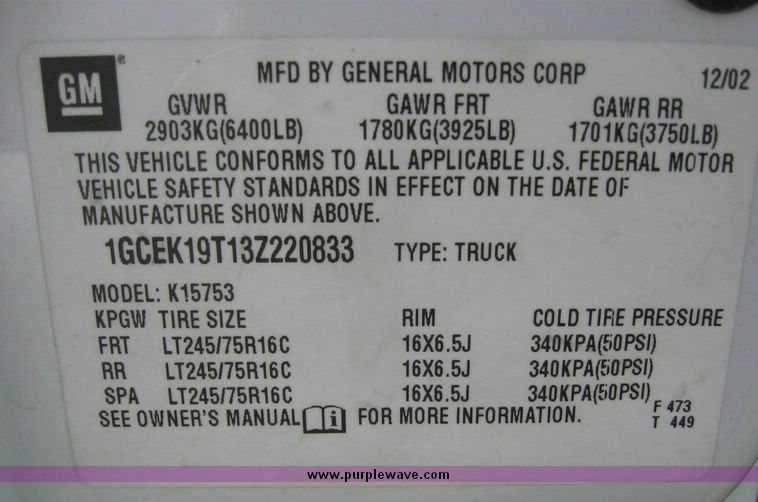 image for item 8185 2003 Chevrolet K1500 Silverado