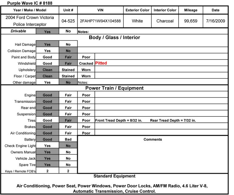image for item 8188 2004 Ford Crown Victoria Police Interceptor