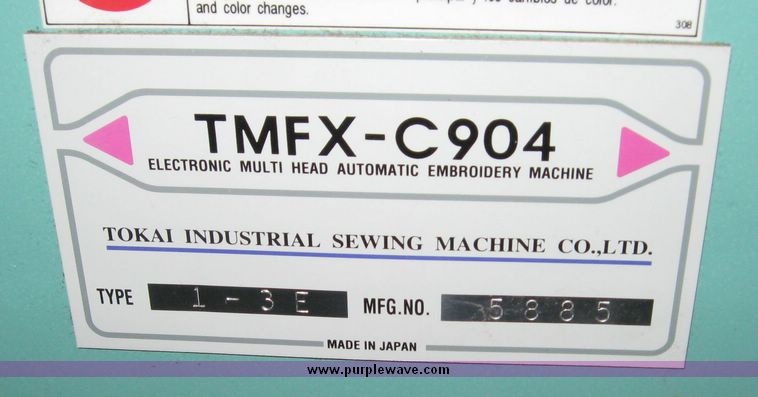 image for item 2661 Tajima Industrial Sewing Machine Company electronic multi head automatic embroidery machine