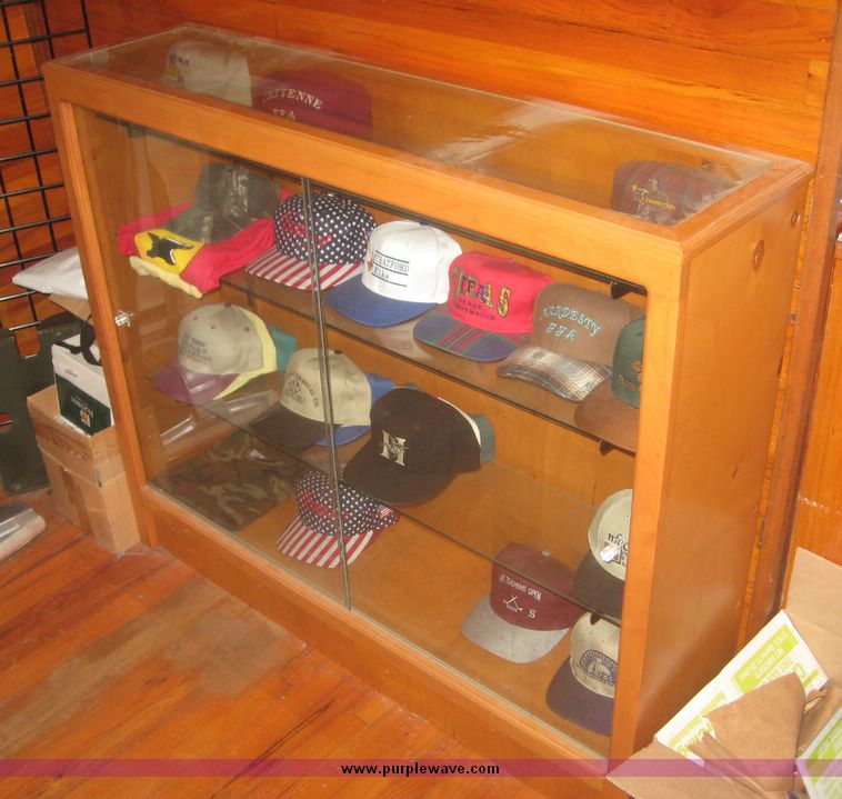 image for item 2680 (2) wooden display cases with glass fronts