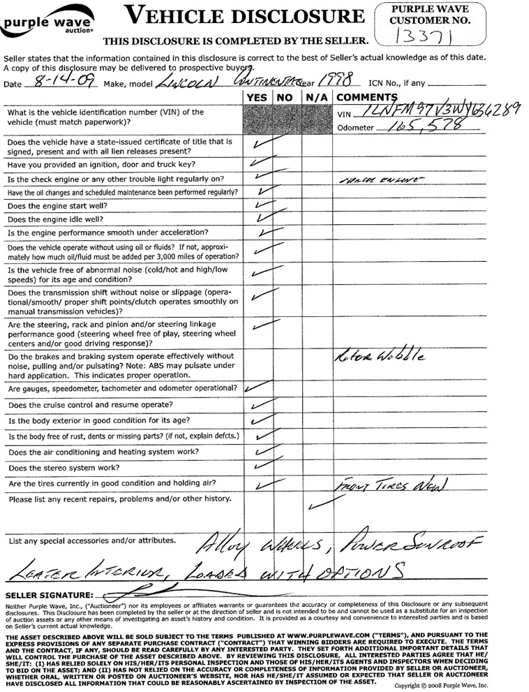 image for item 3991 1998 Lincoln Continental