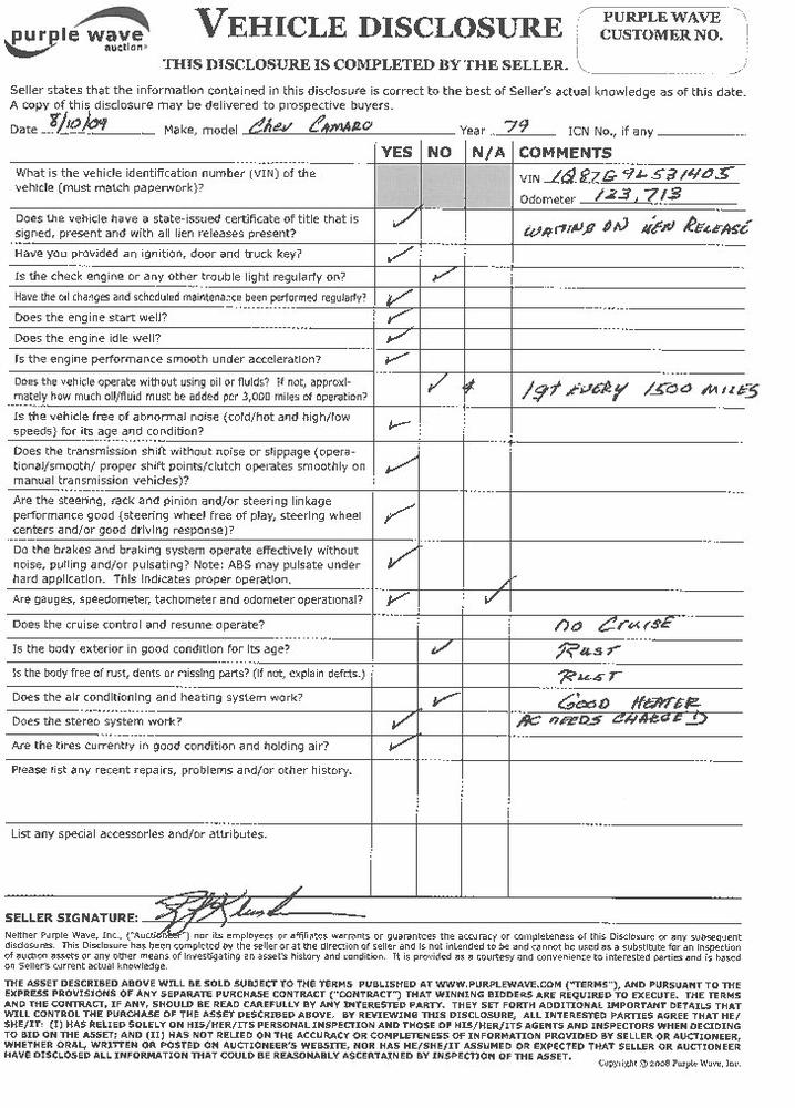 image for item 5841 1979 Chevrolet Camaro